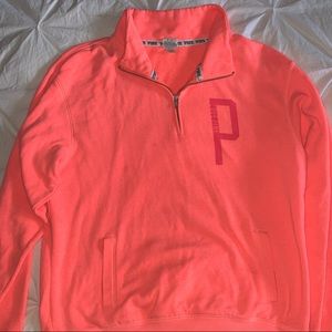 Pink half zip up sweatshirt